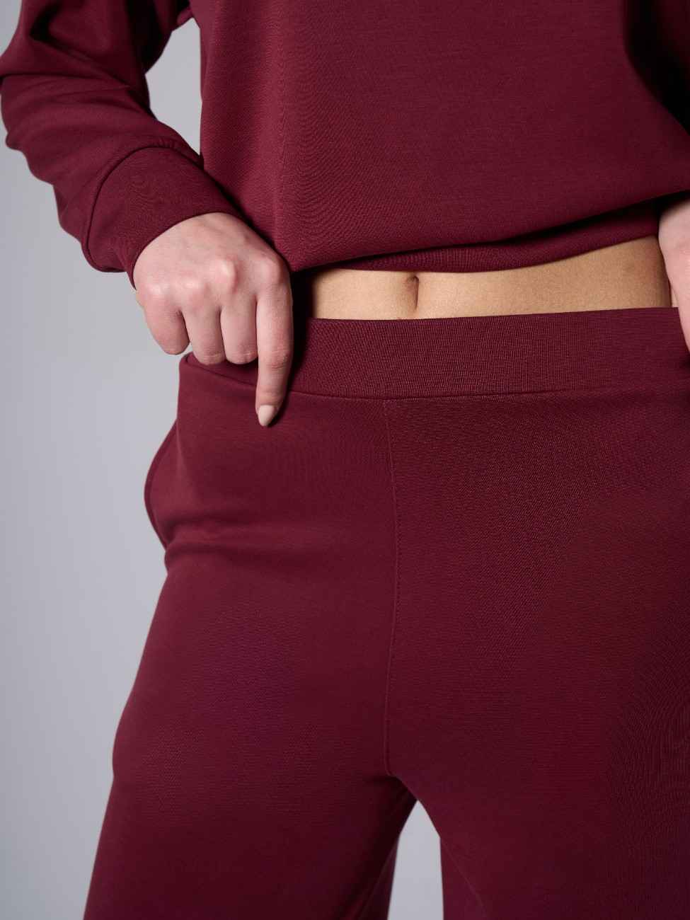 Jade Modal Wide Leg Pants - Claret Red