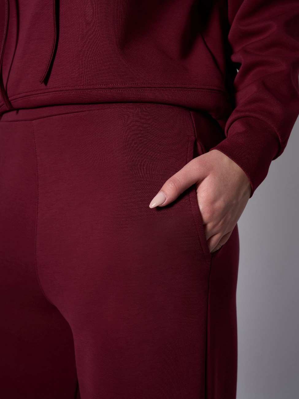 Jade Modal Wide Leg Pants - Claret Red