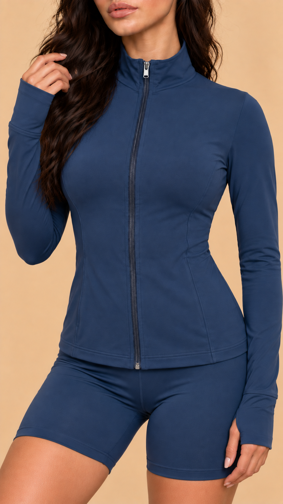 LIORA SOFT FULL ZIPPER JACKET - INDIGO