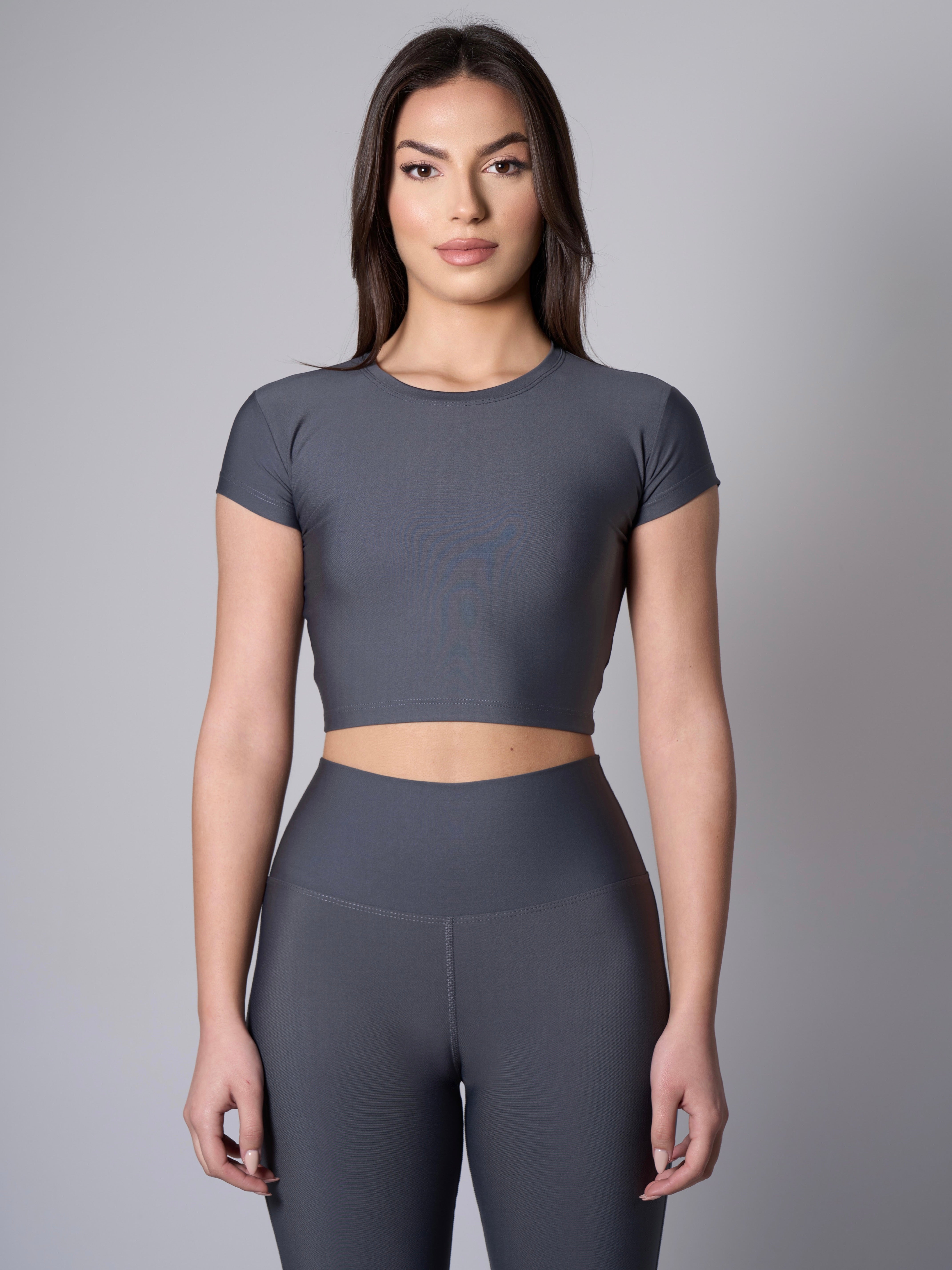Melina Short Sleeve Top - Dark Grey