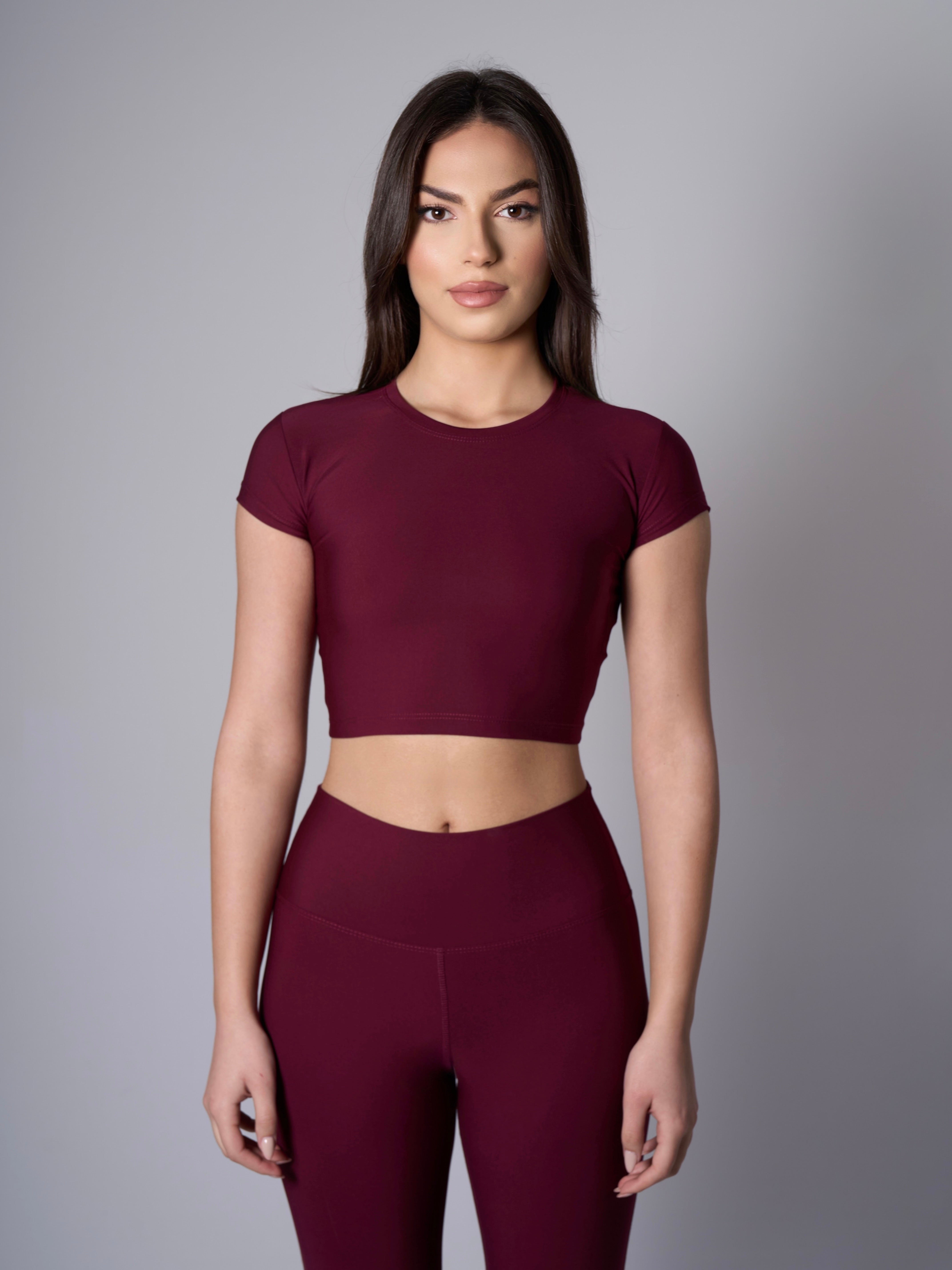 Melina Short Sleeve Top - Maroon