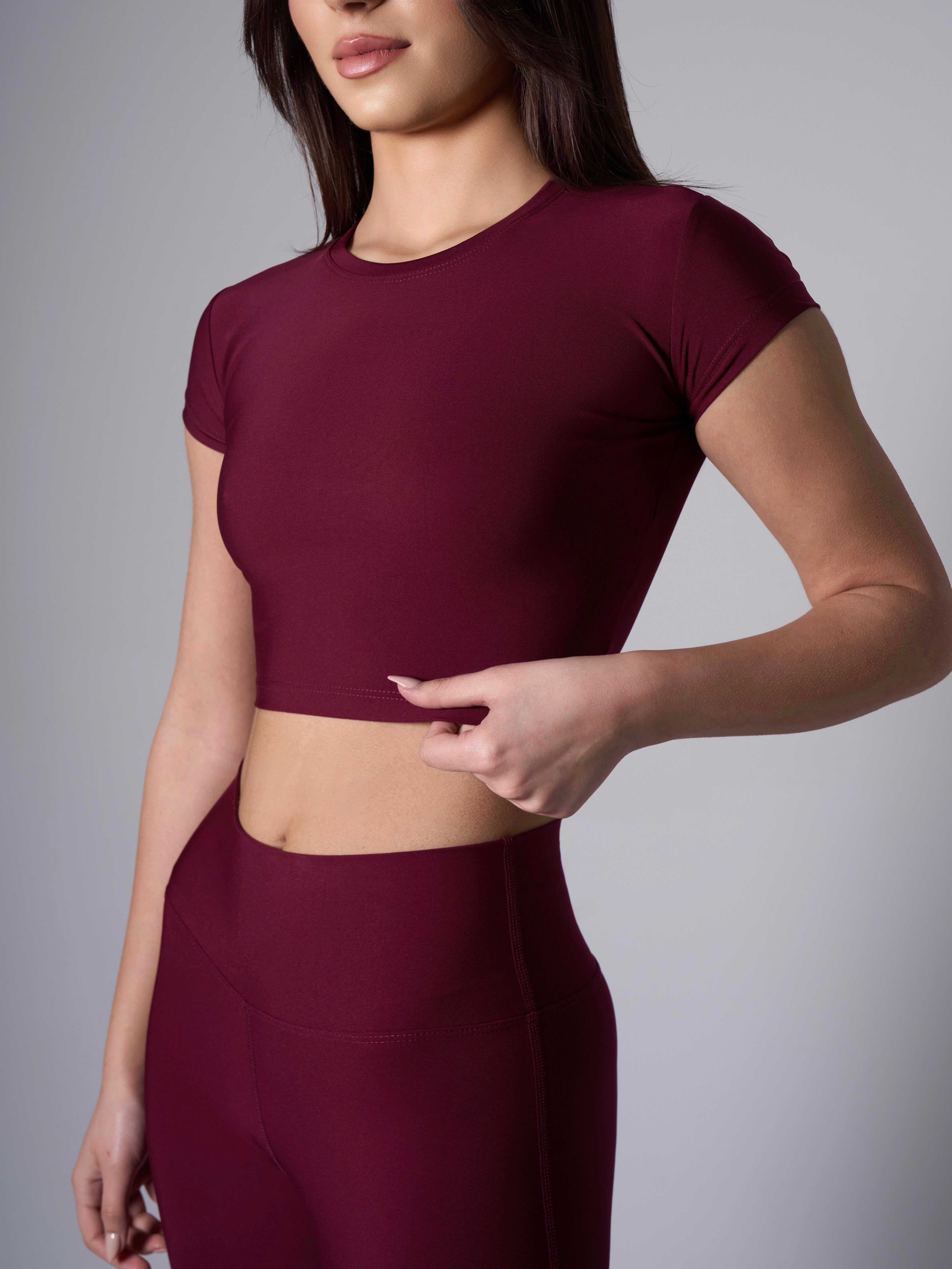 Melina Short Sleeve Top - Maroon