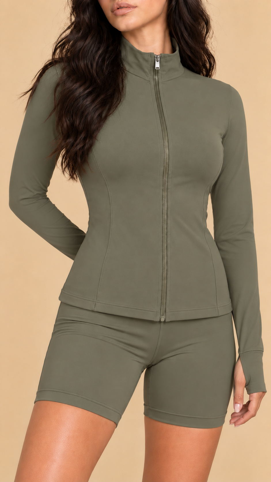 LIORA SOFT FULL ZIPPER JACKET - KHAKI
