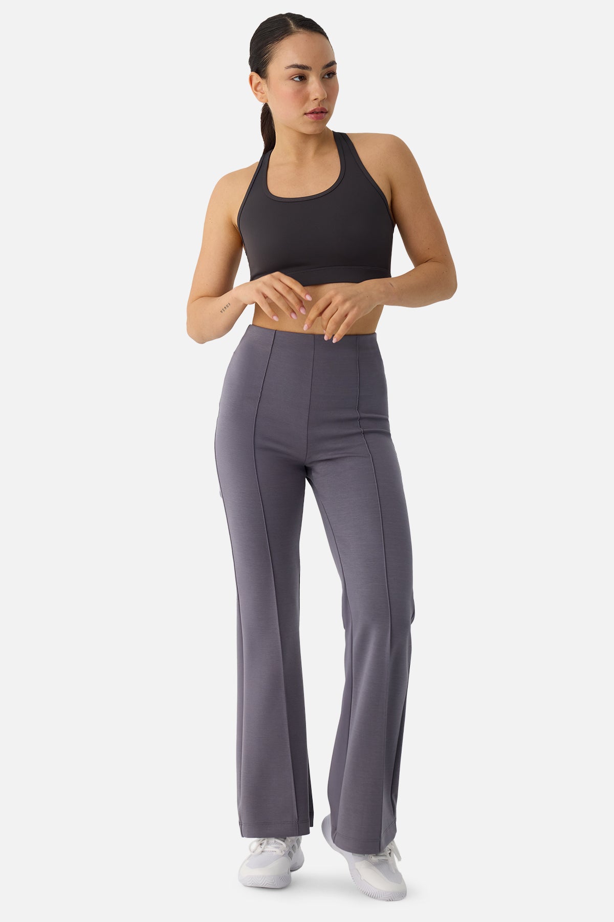 Mira Modal Flare Pants - Dark Grey