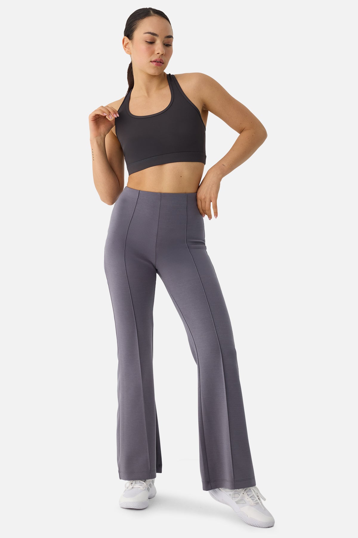 Mira Modal Flare Pants - Dark Grey
