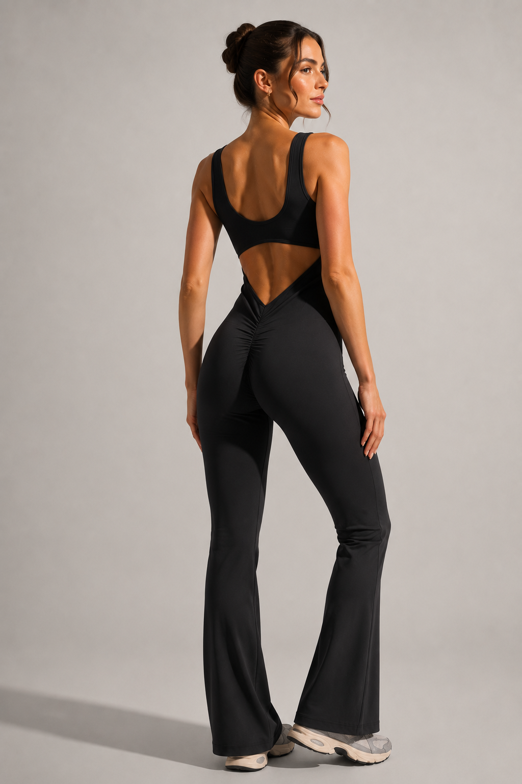 Keira Flared Scrunch Jumpsuit - Black