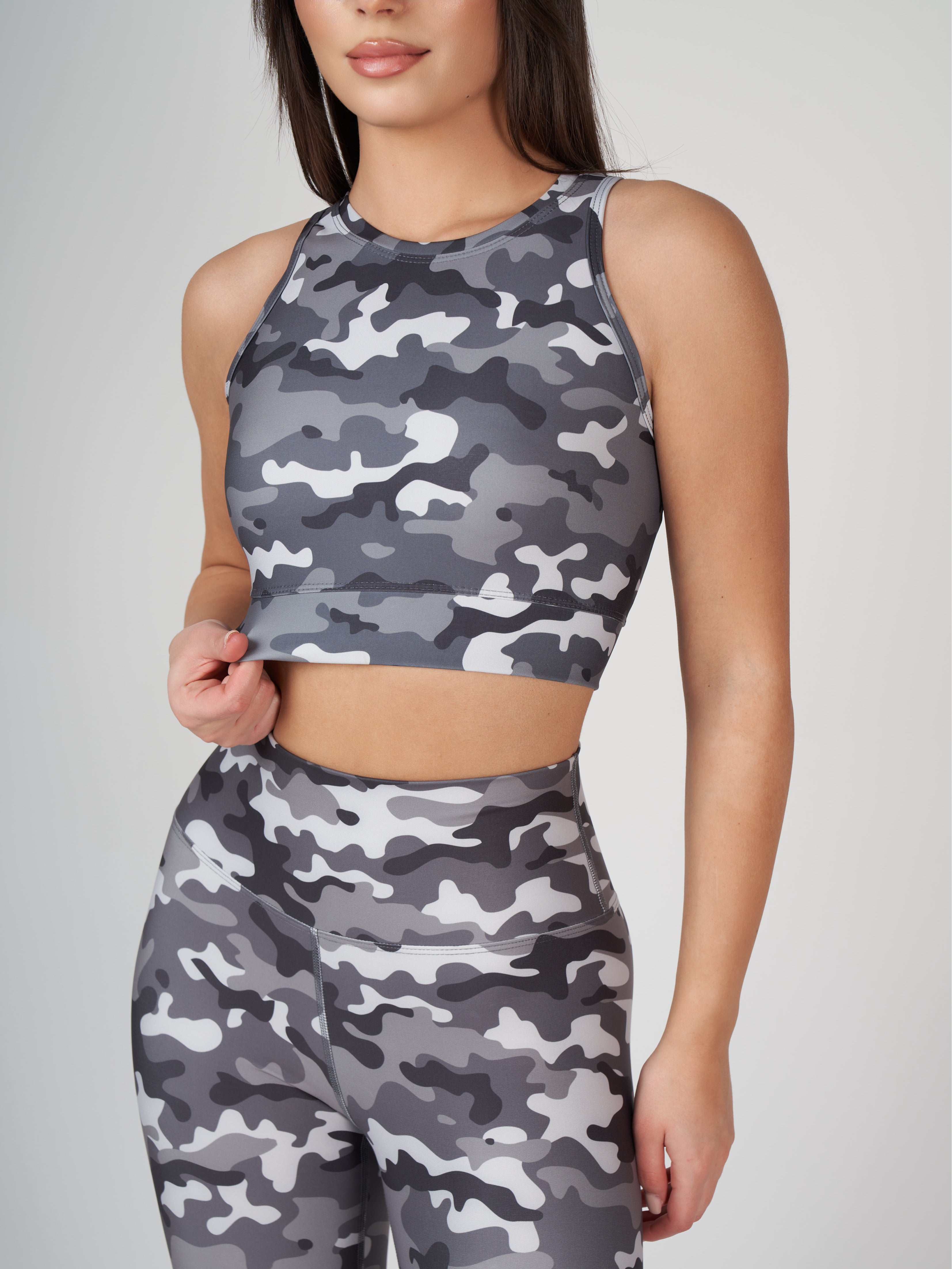 Steel Camo Print Top