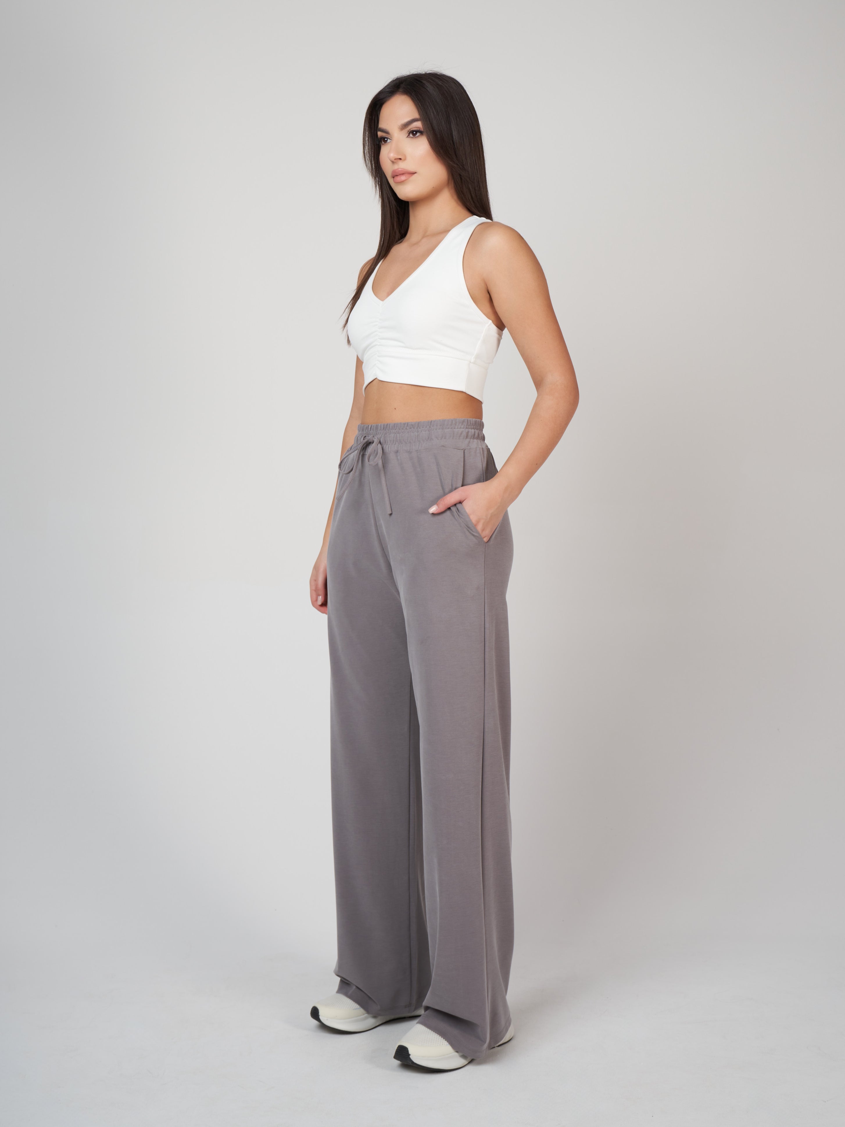 Elara Modal Palazzo Pants - Grey