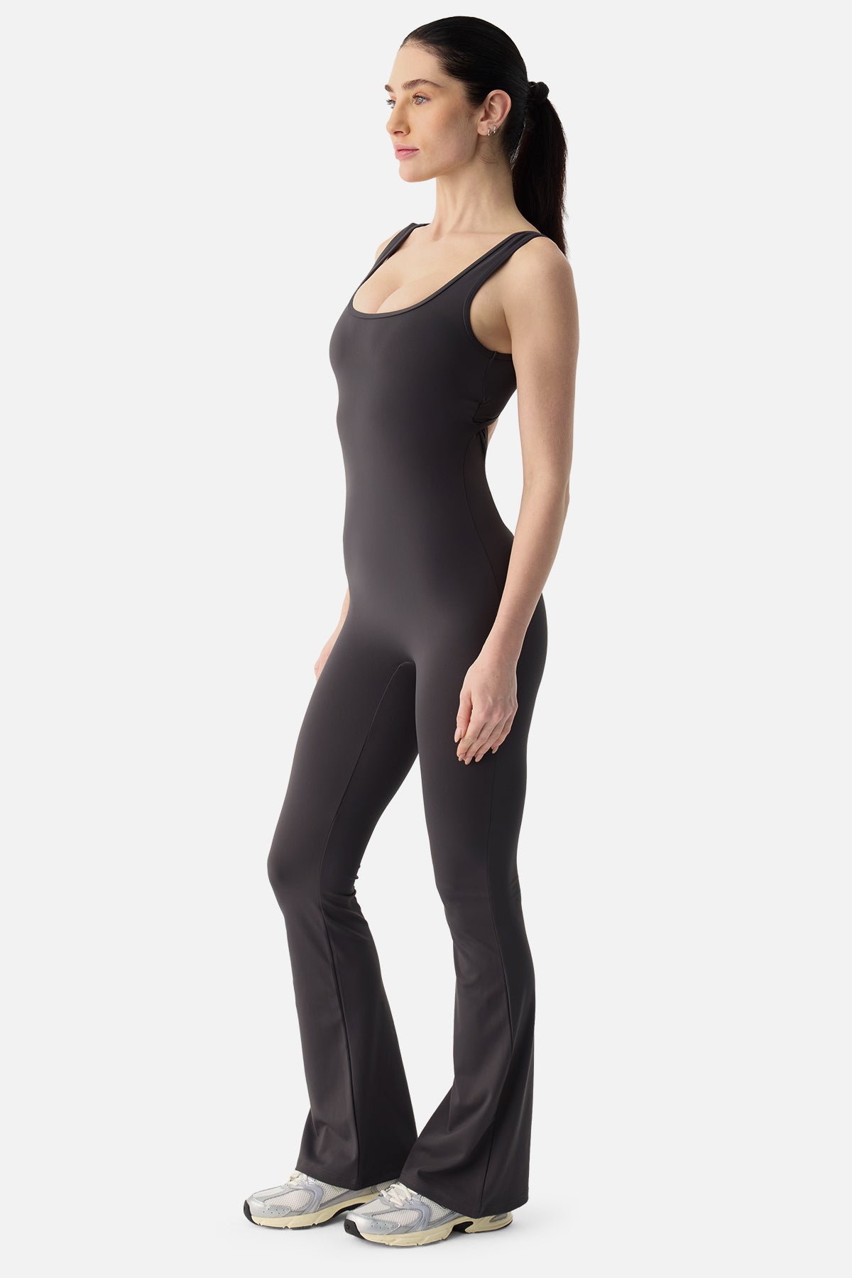 Keira Flared Scrunch Jumpsuit - Dark Grey