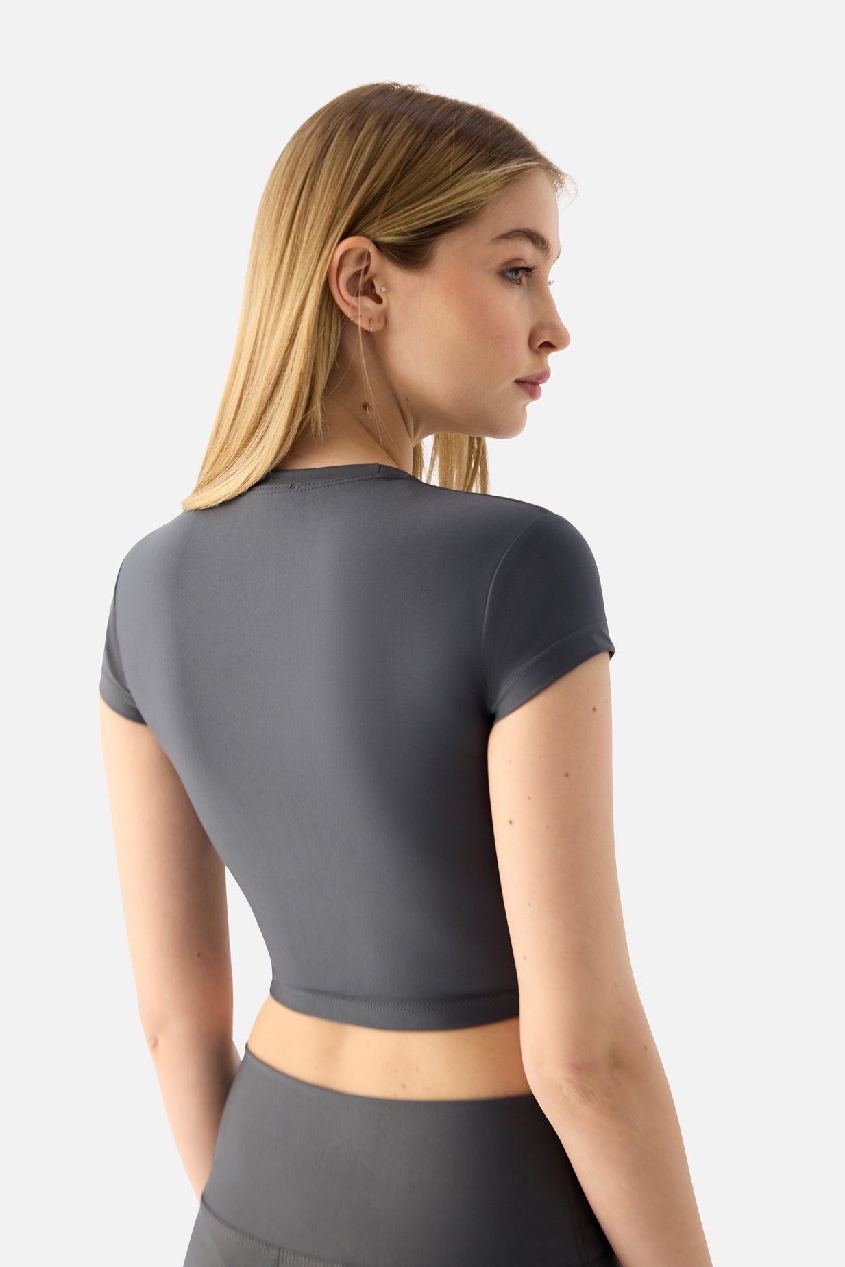 Melina Short Sleeve Top - Dark Grey