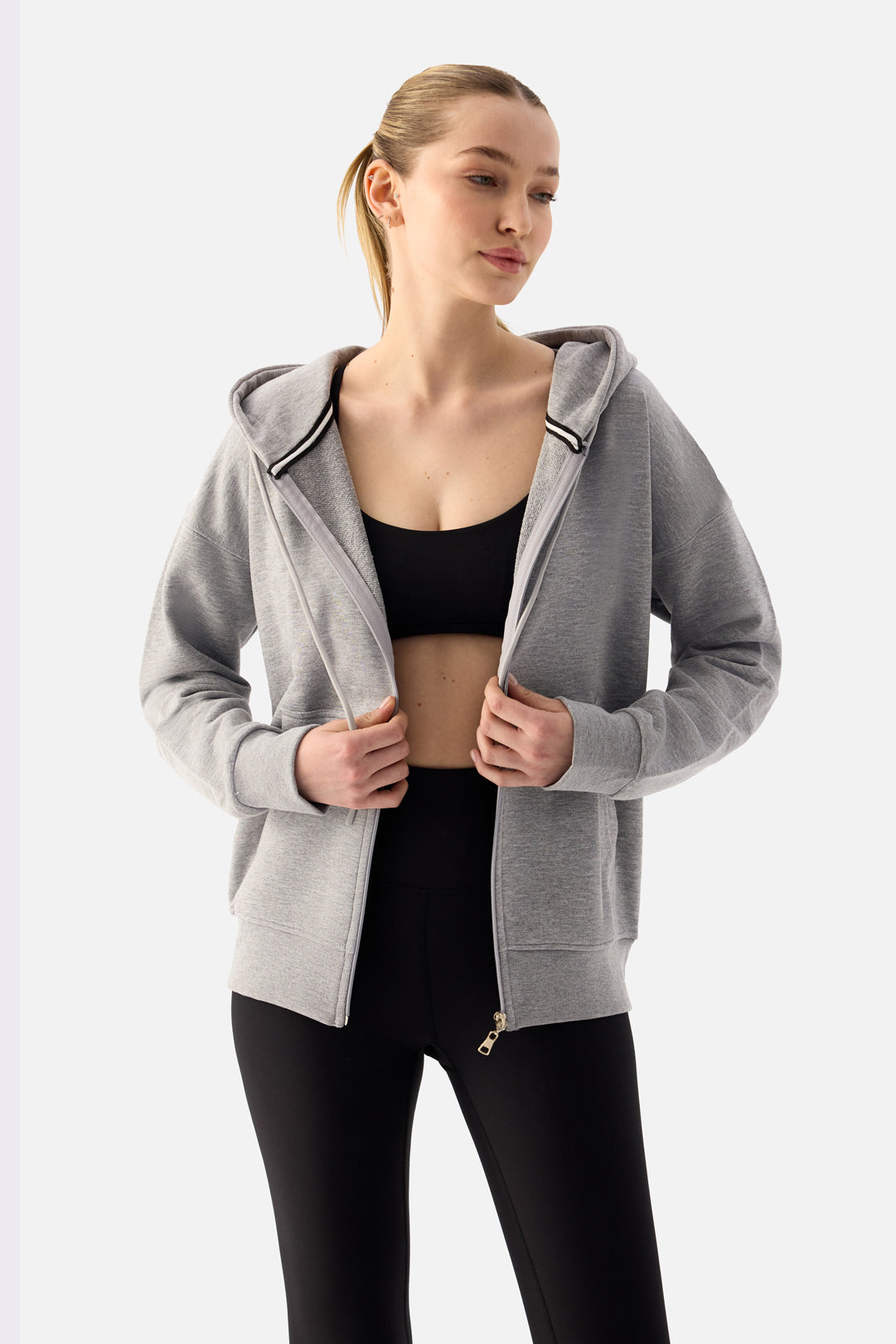 Luna Zip-Up Hoodie - Grey Melange