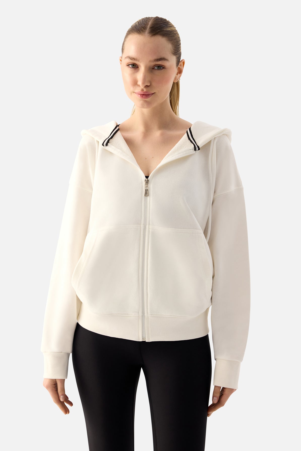 Luna Zip-Up Hoodie - Ecru