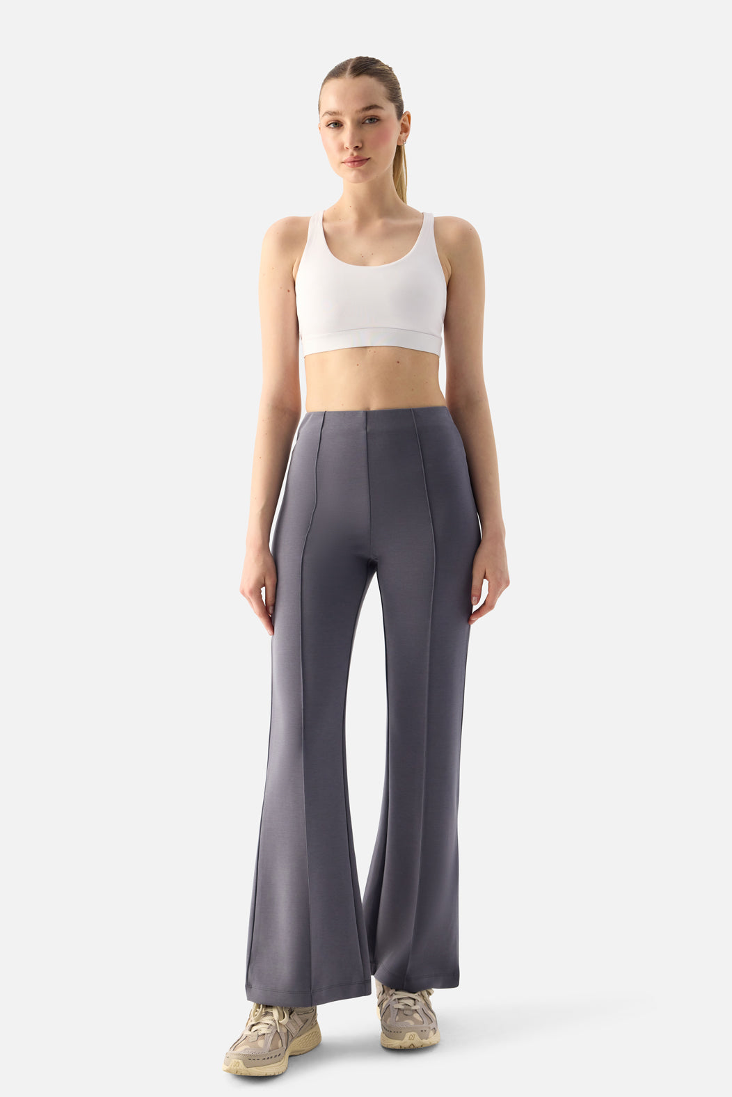 Mira Modal Flare Pants - Dark Grey