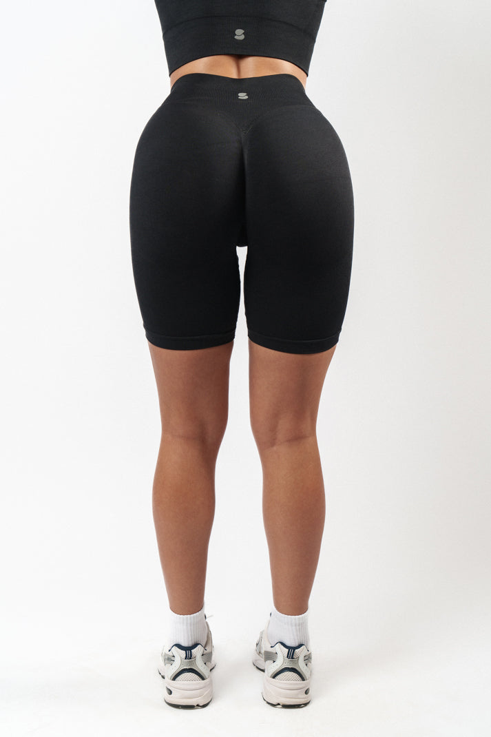 Jade Scrunch Seamless Biker - Black