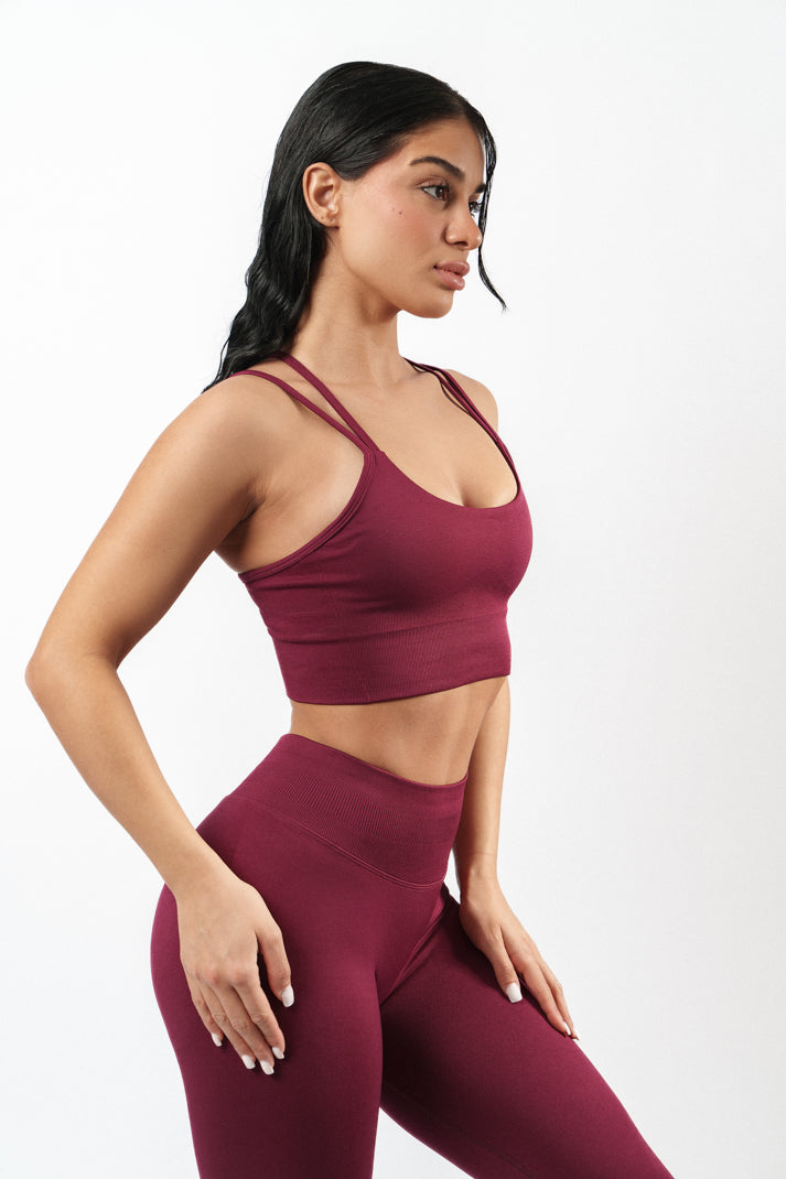 Jade Cross-Back Bra - Maroon