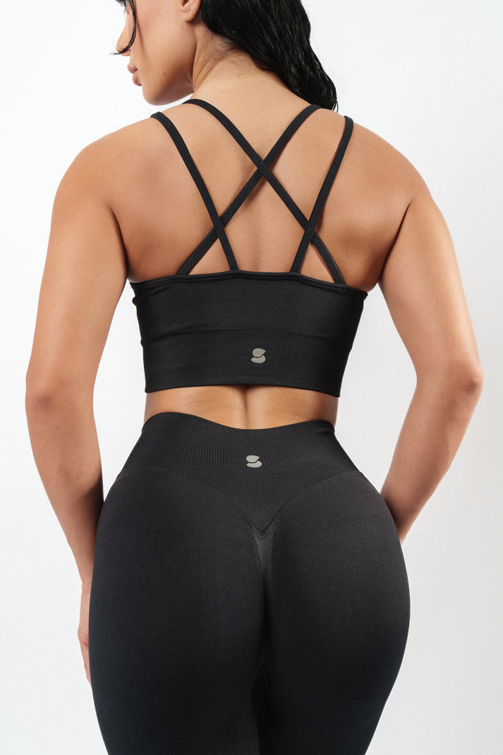 Jade Cross-Back Bra - Black