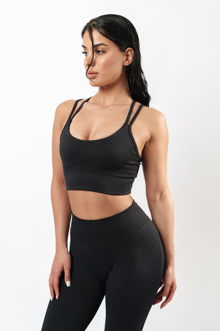 Jade Cross-Back Bra - Black