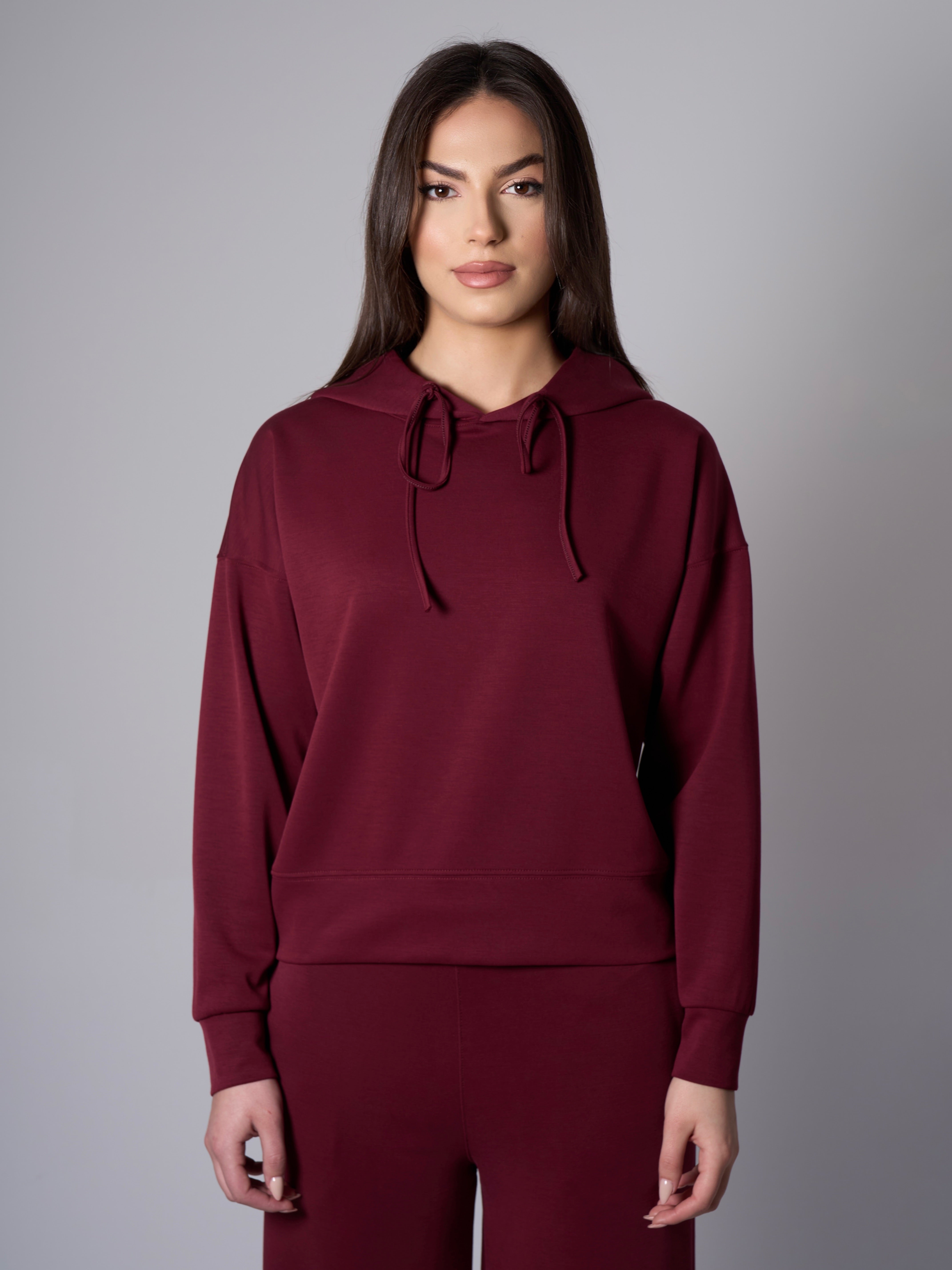 Mila Snug Modal Hoodie - Claret Red