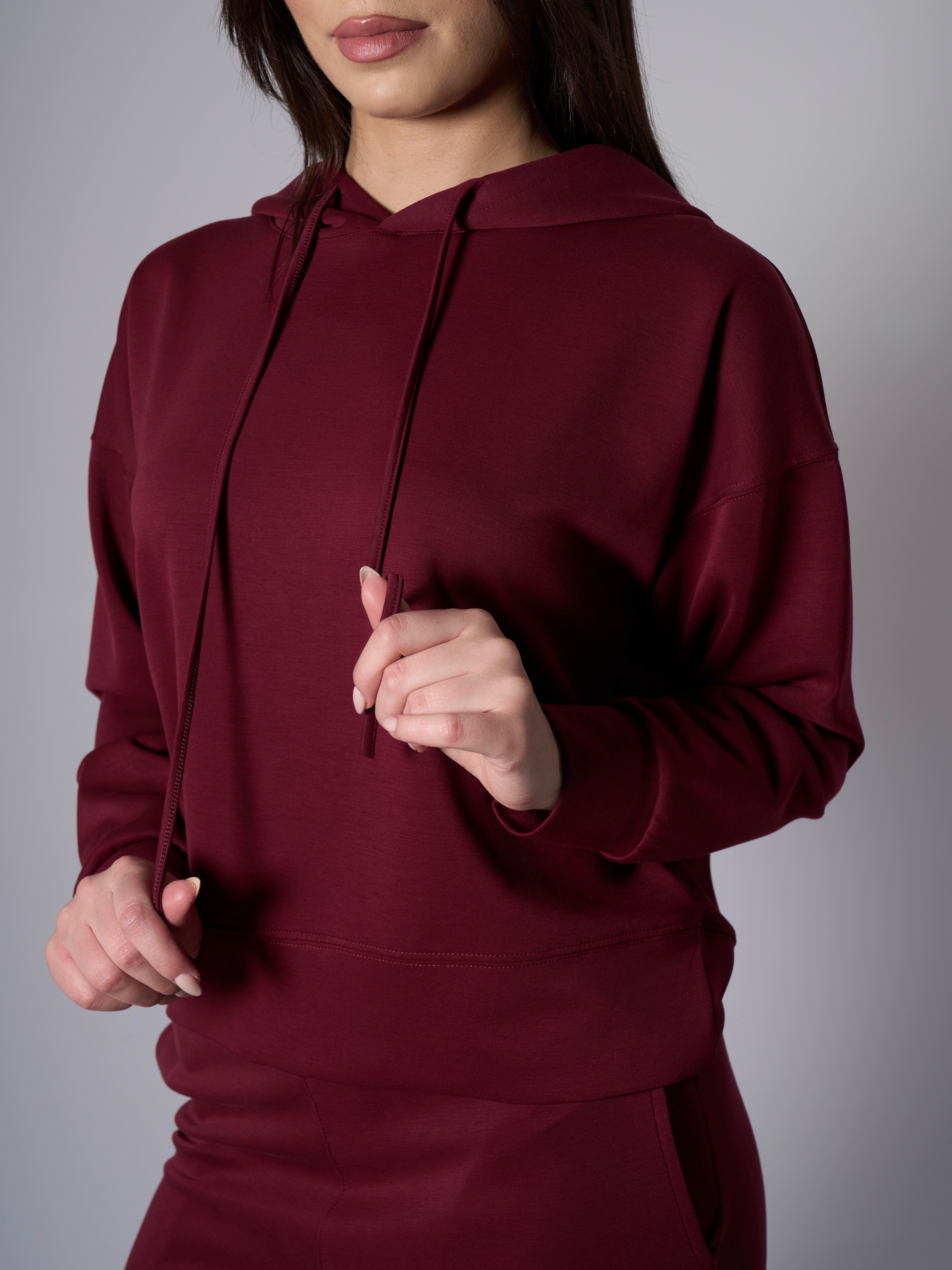 Mila Snug Modal Hoodie - Claret Red