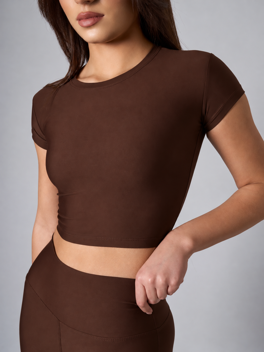 Melina Short Sleeve Top - Bitter Brown
