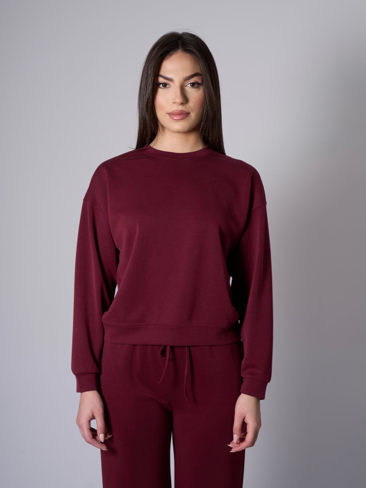 Cleo Modal Crewneck - Claret Red