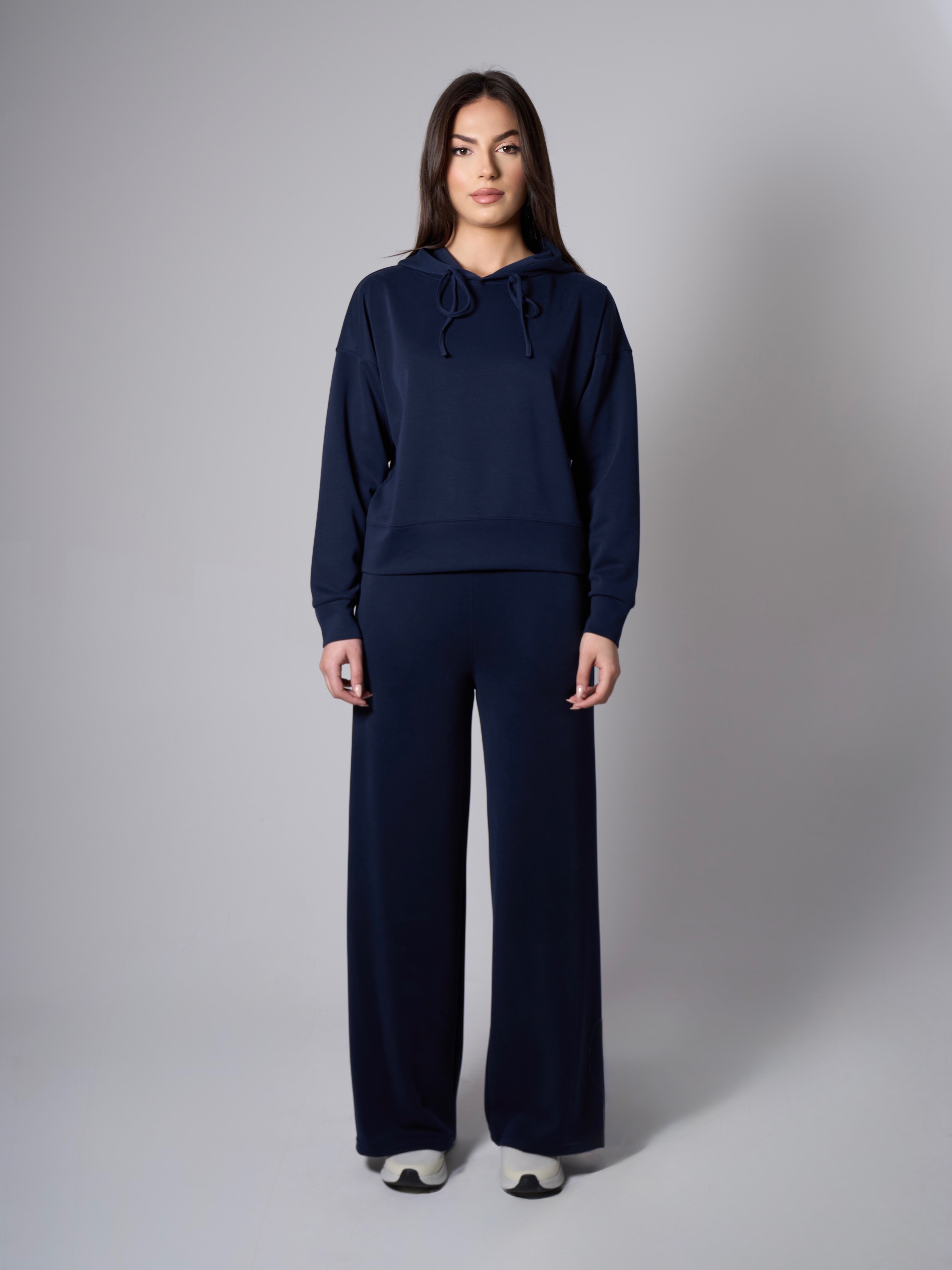 Jade Modal Wide Leg Pants - Navy Blue