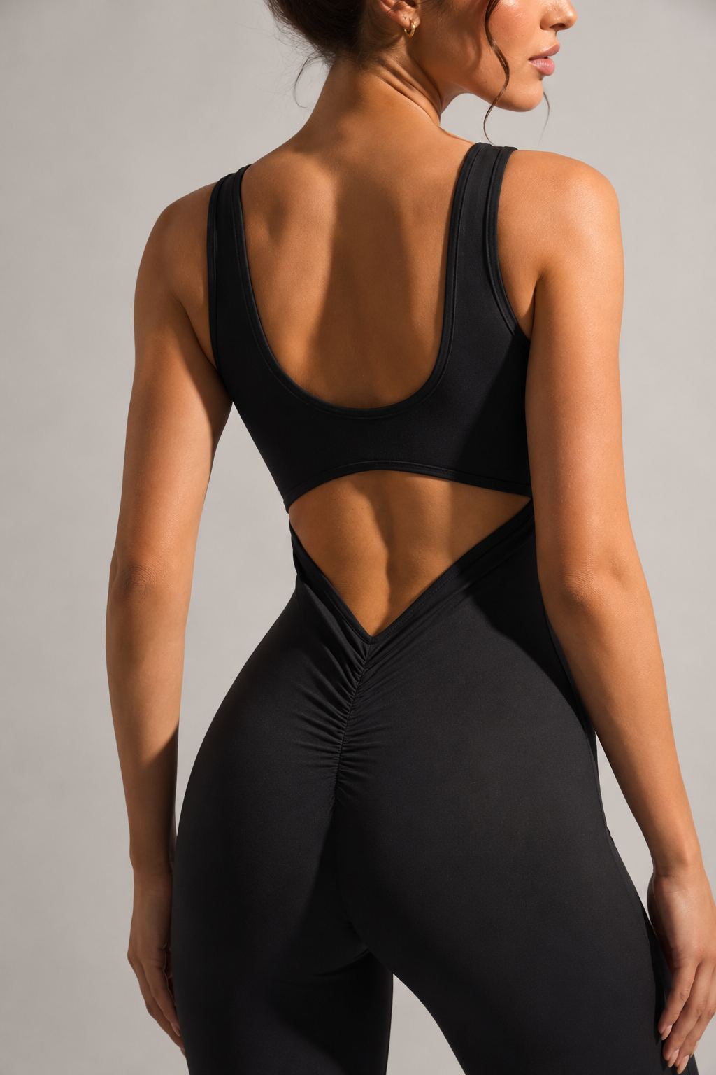 Keira Flared Scrunch Jumpsuit - Black