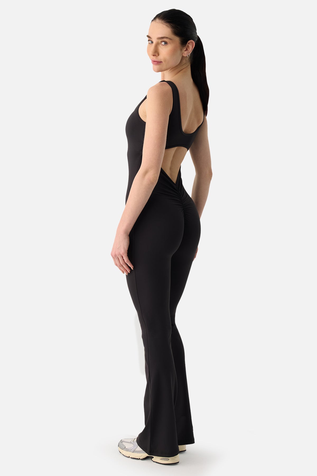 Keira Flared Scrunch Jumpsuit - Black