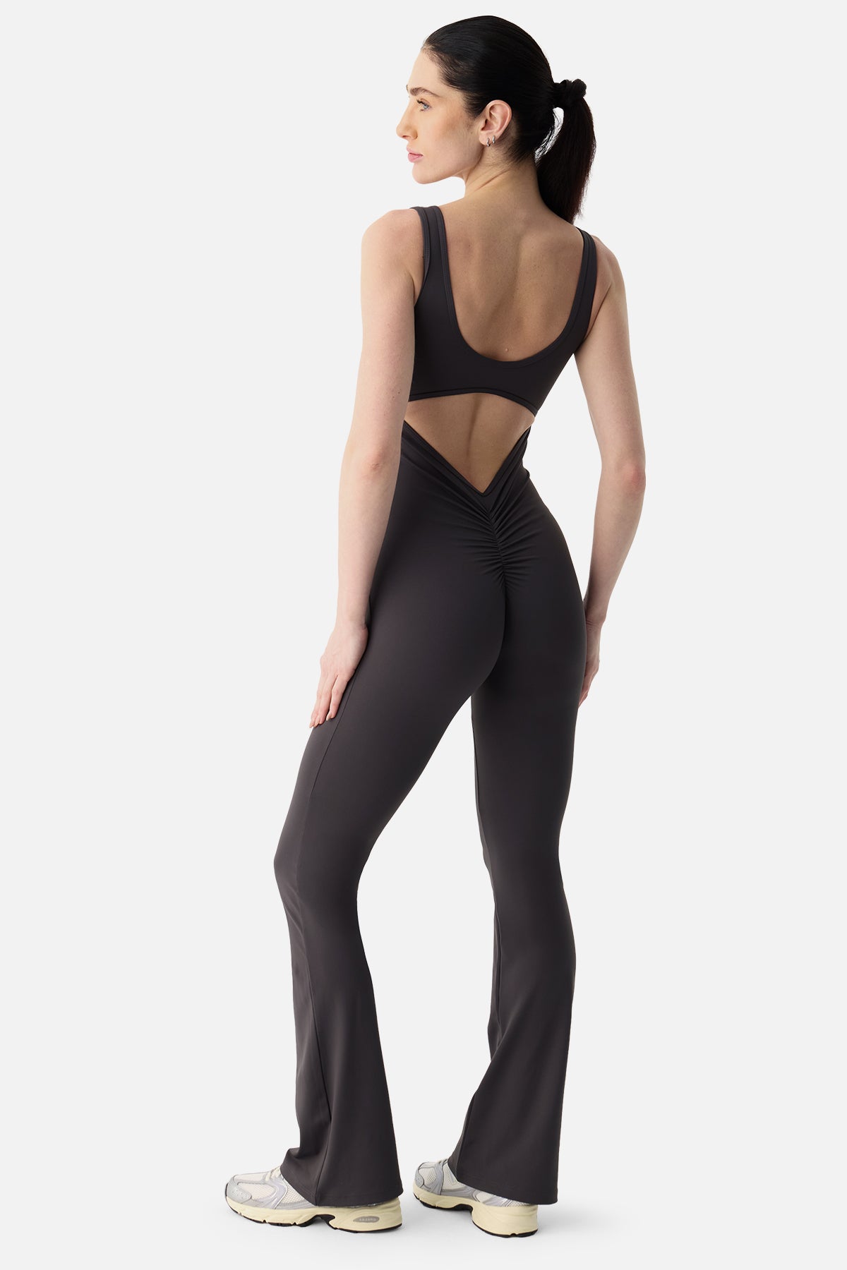 Keira Flared Scrunch Jumpsuit - Dark Grey