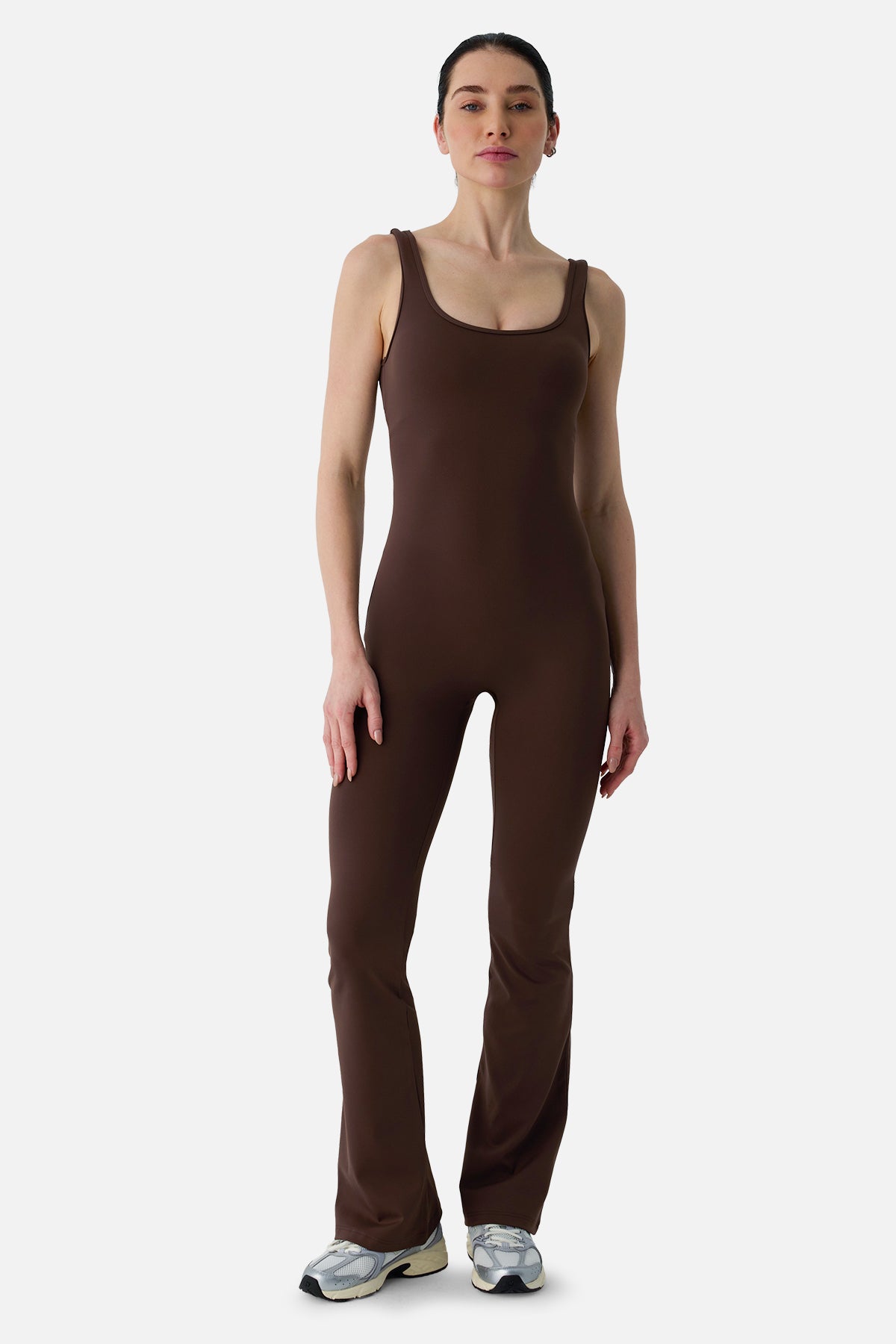 Keira Flared Scrunch Jumpsuit - Bitter Brown