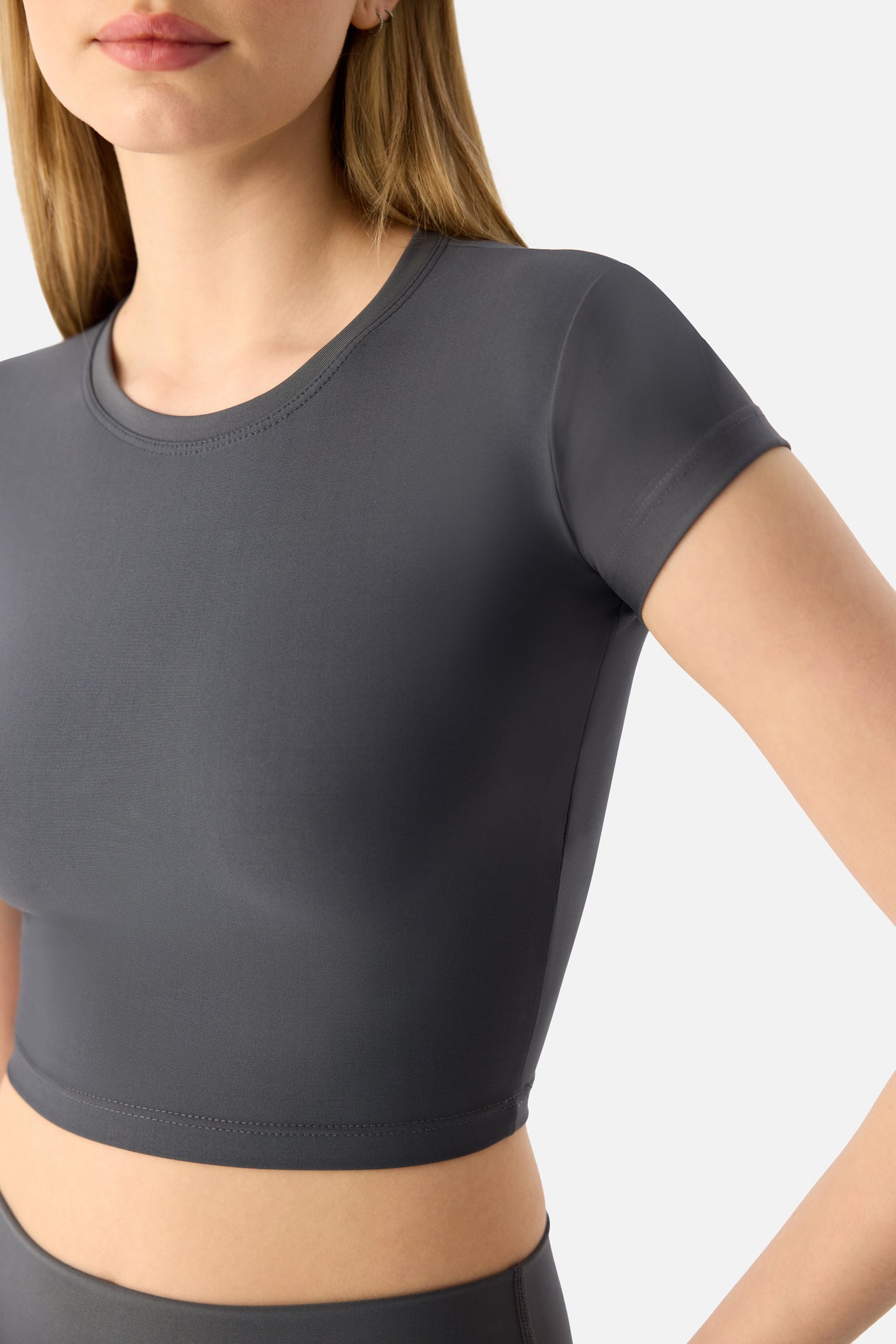 Melina Short Sleeve Top - Dark Grey