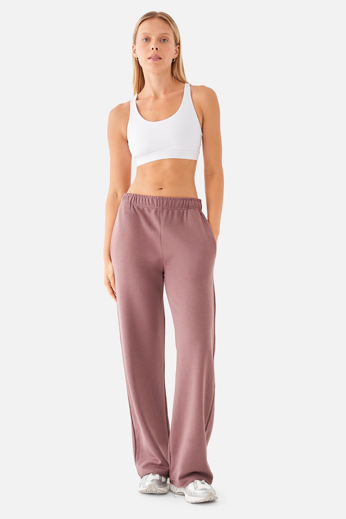 Amelia Flare Sweatpants - Dark Rose