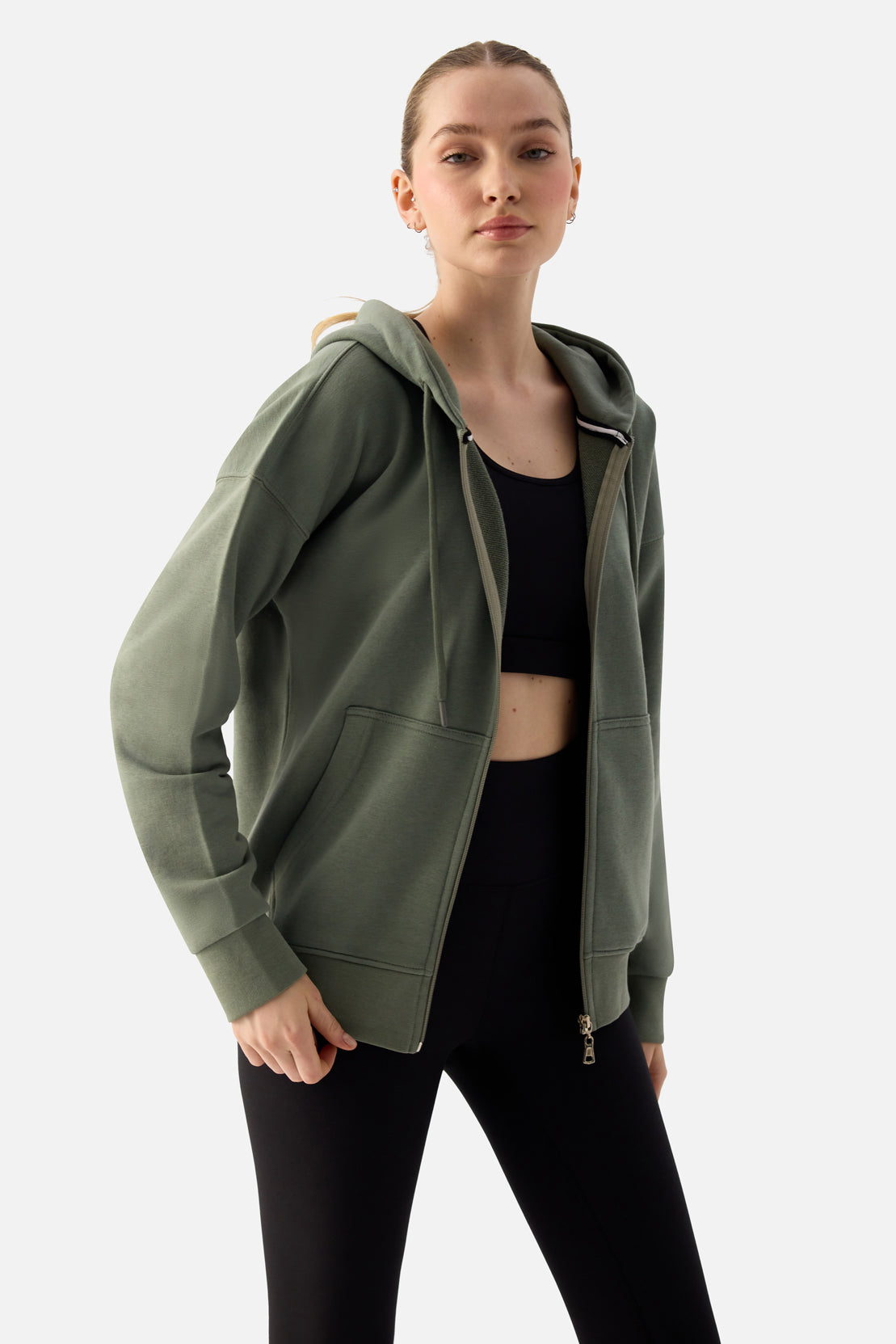 Luna Zip-Up Hoodie - Khaki