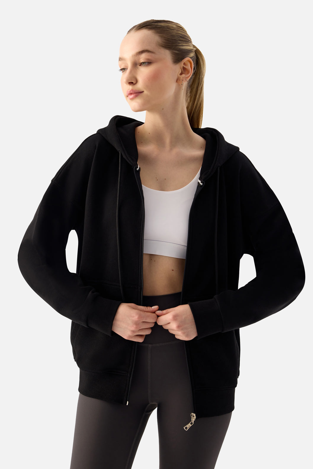 Luna Zip-Up Hoodie - Black