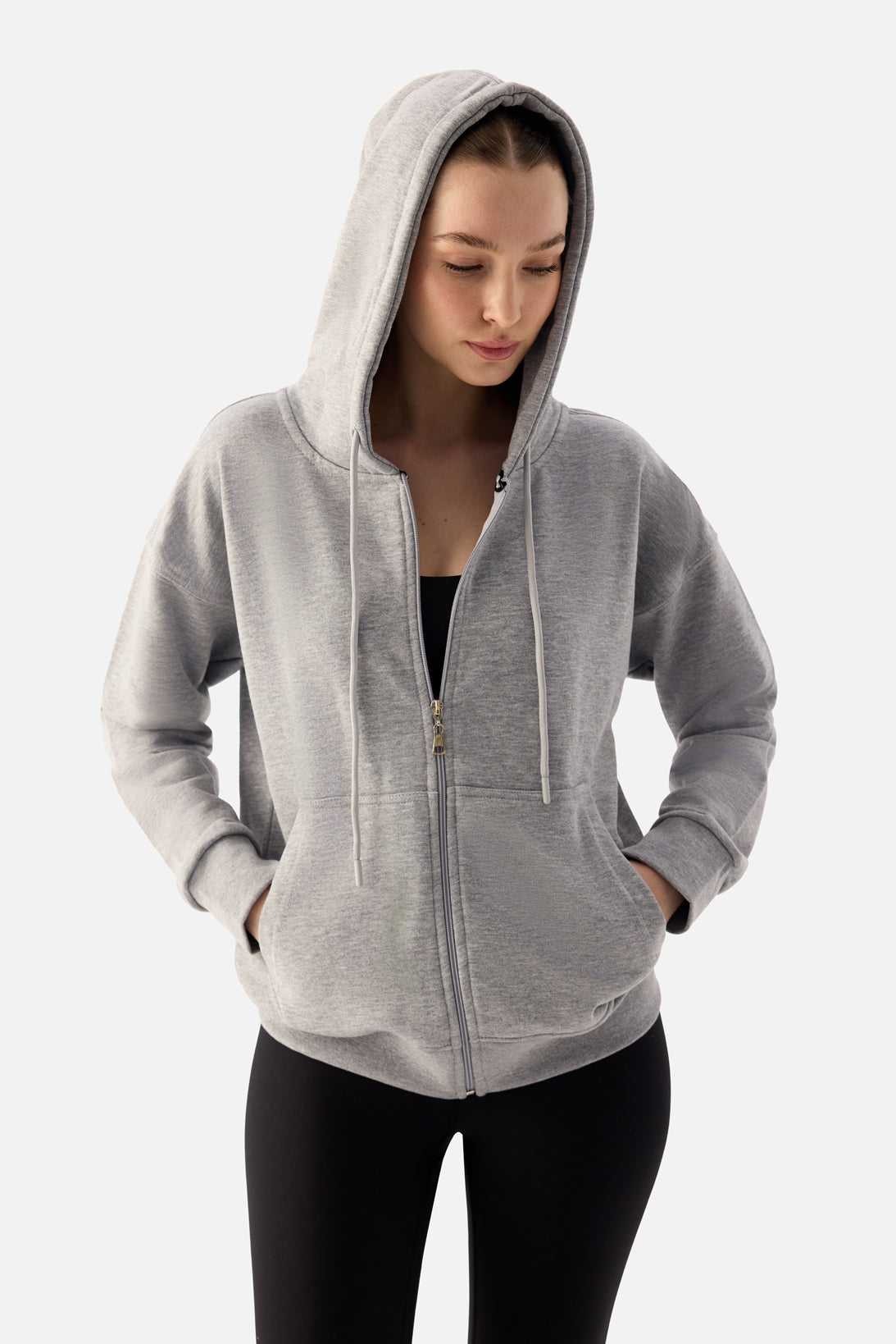 Luna Zip-Up Hoodie - Grey Melange