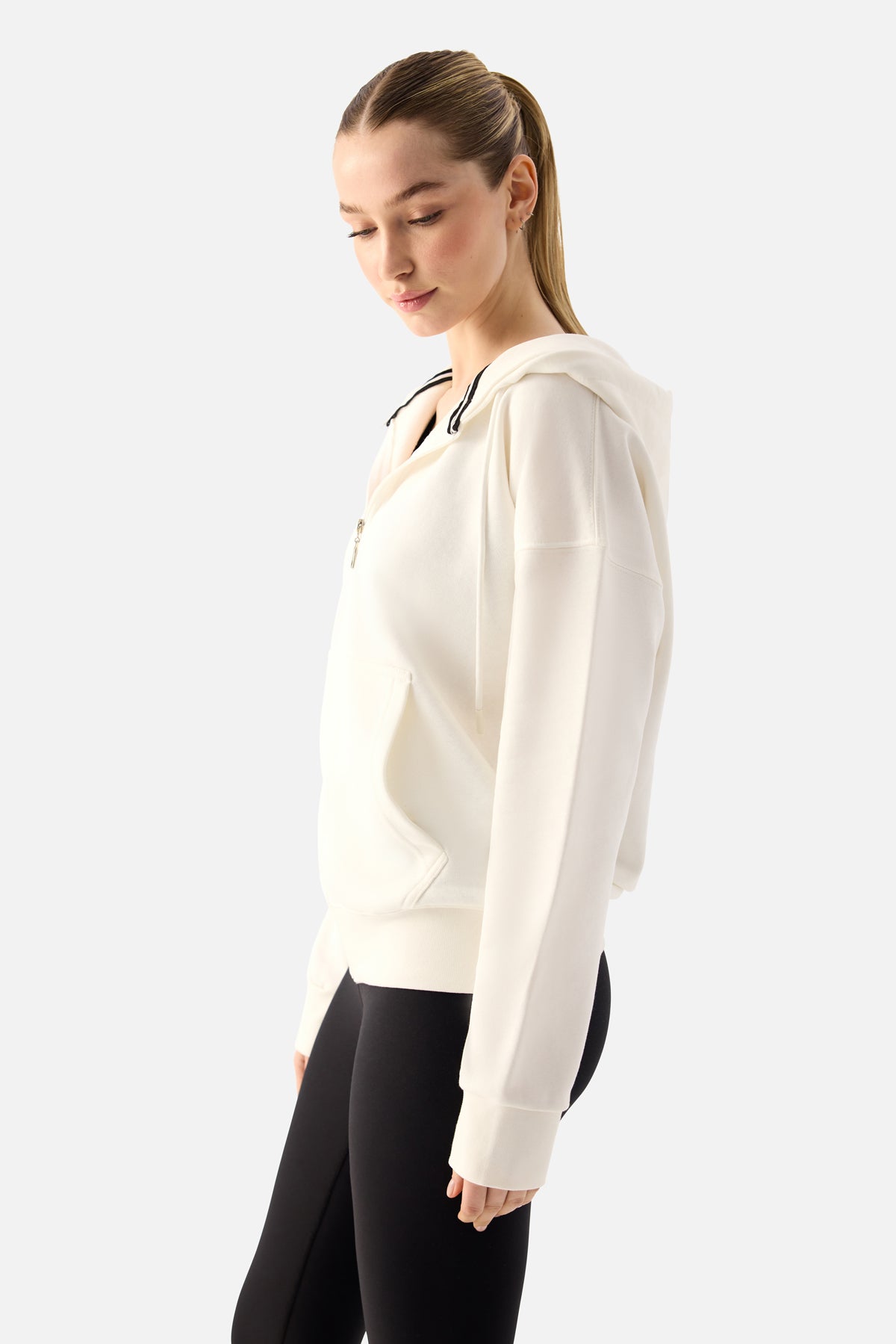 Luna Zip-Up Hoodie - Ecru