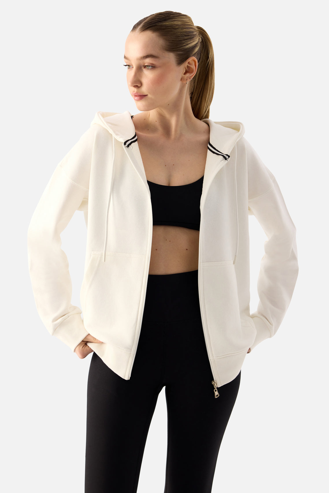 Luna Zip-Up Hoodie - Ecru