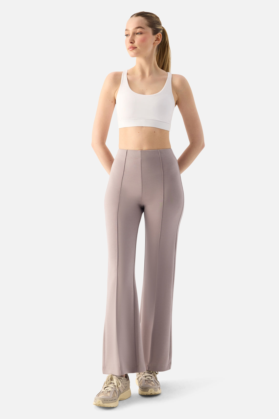 Mira Modal Flare Pants - Stone