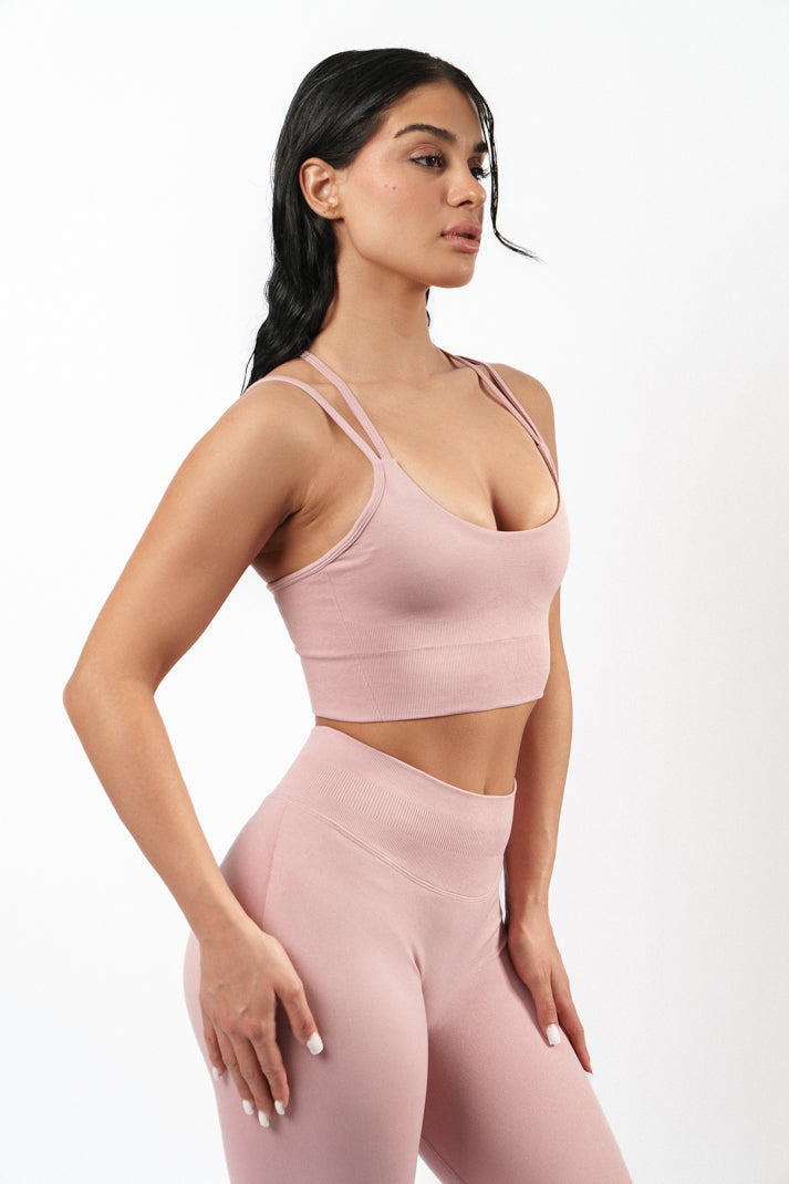 Jade Cross-Back Bra - Powder