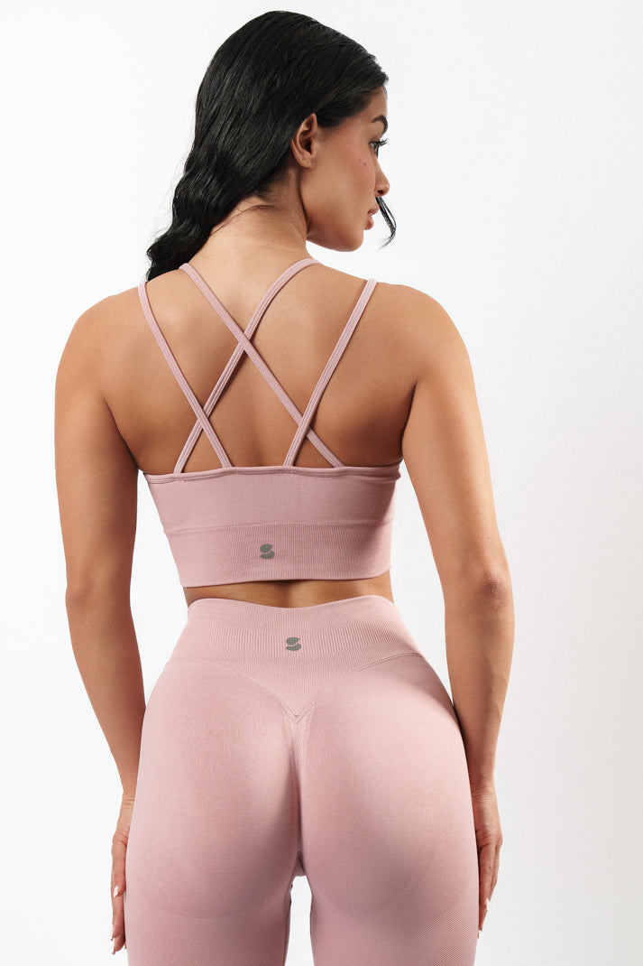Jade Cross-Back Bra - Powder