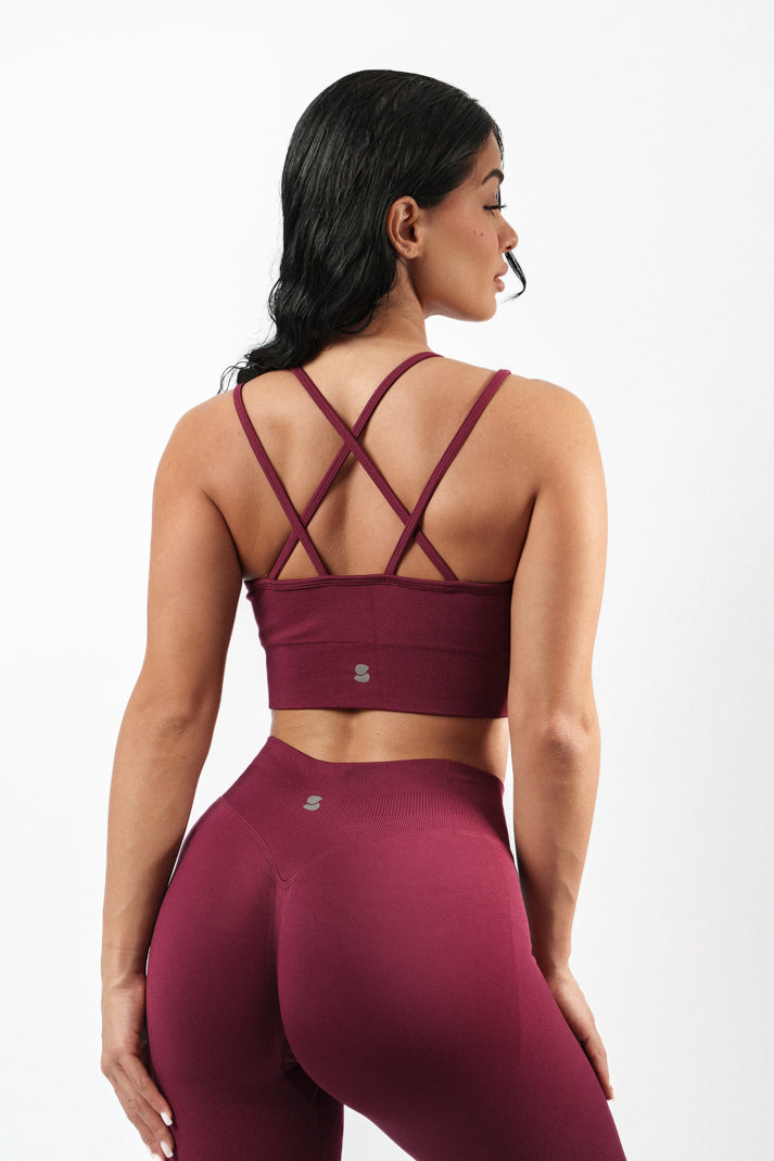Jade Cross-Back Bra - Maroon