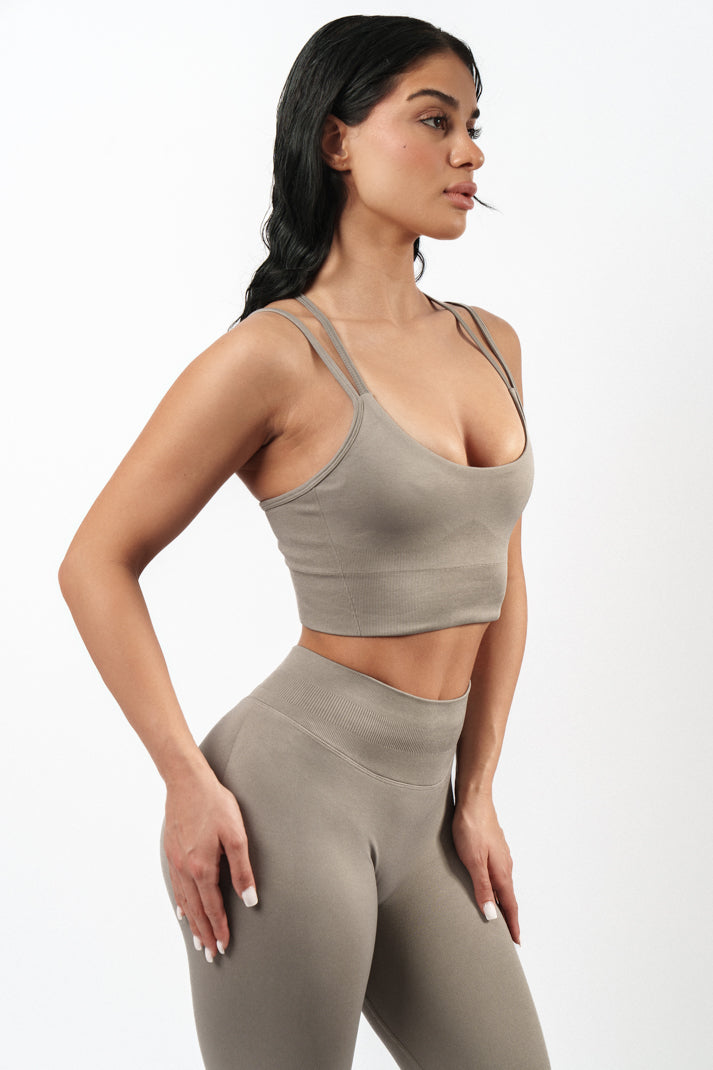 Jade Cross-Back Bra - Stone