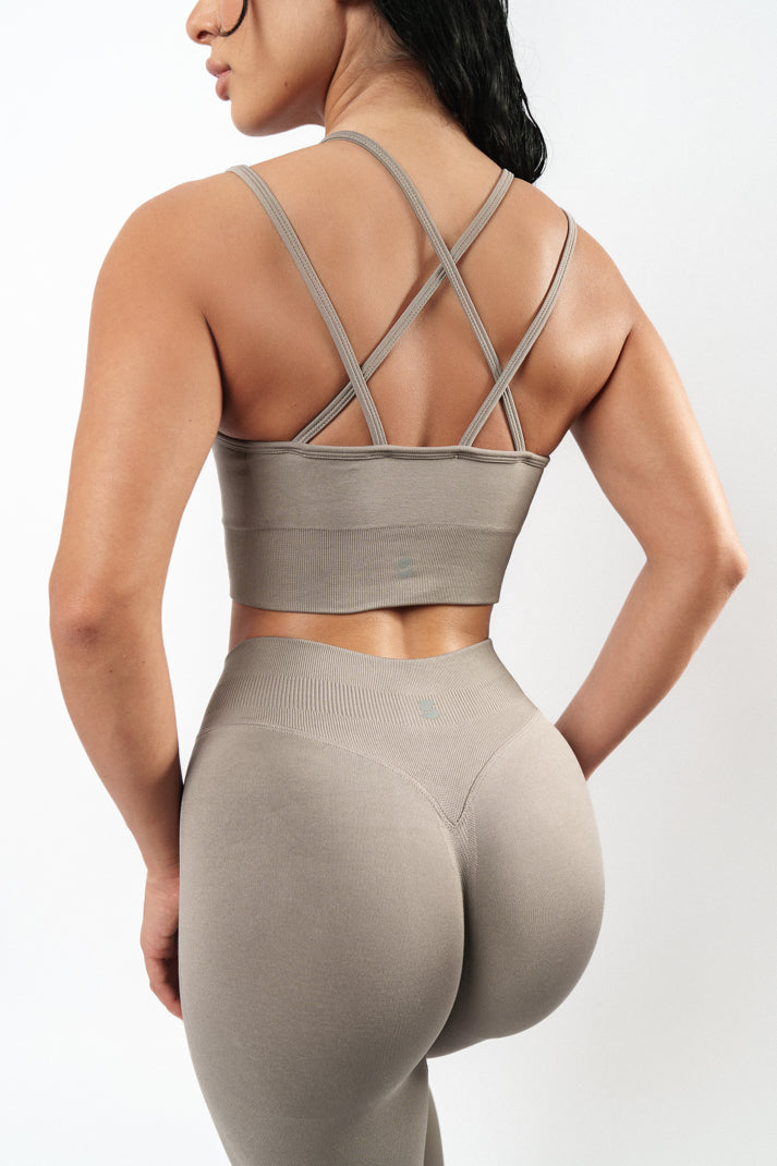 Jade Cross-Back Bra - Stone