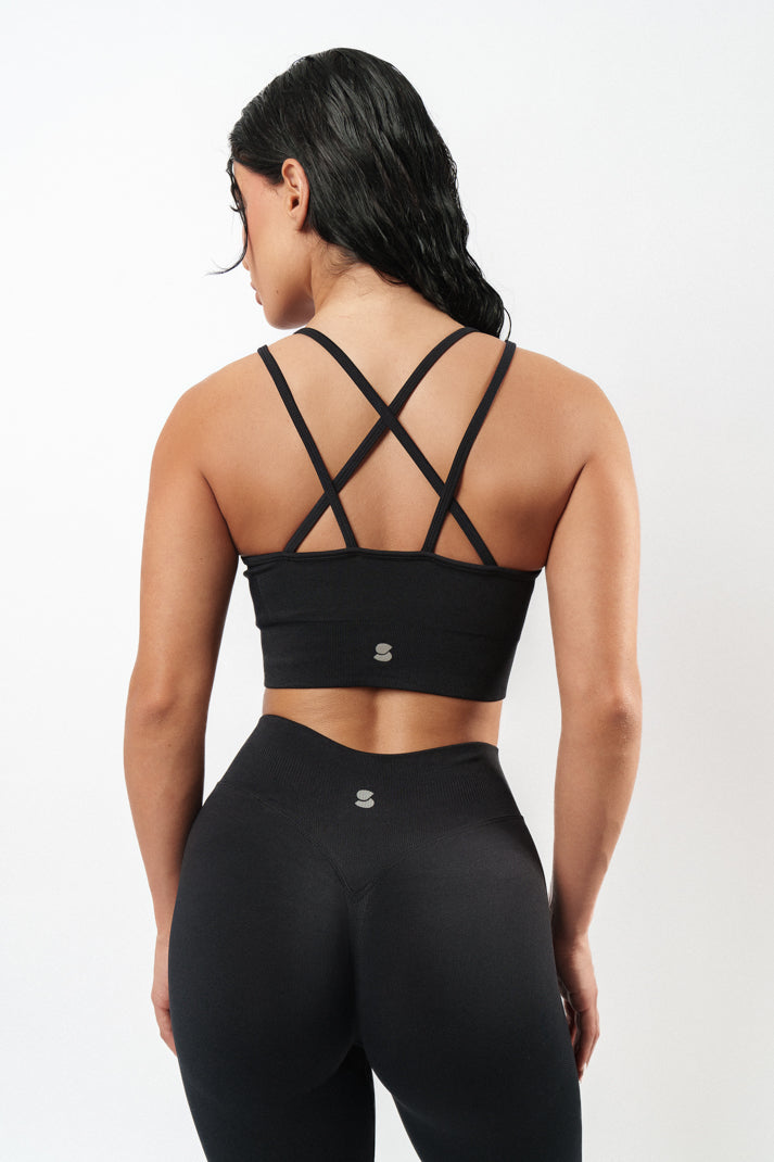 Jade Cross-Back Bra - Black